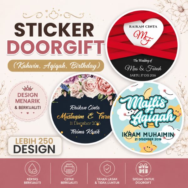 Sticker Doorgift (Kahwin, Aqiqah, Birthday)